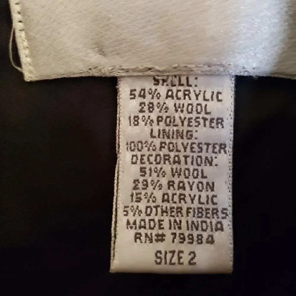 Chico's Button Front Wool Blend Lined Jacket Size 2 (large)